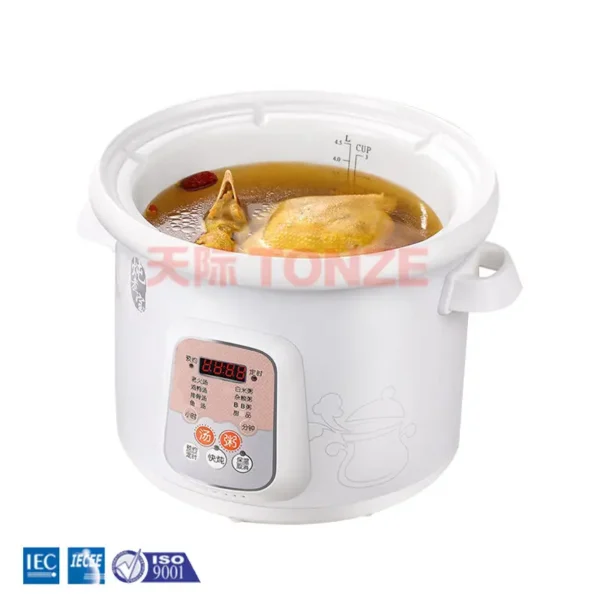 Tonze  Electric home kitchen pot cookers appliance low temperature white ceramic slow cooker with ceramic liner stew crock pot