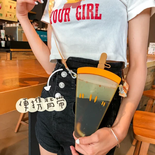 50% OFF Ins cute girl heart straw cup female student casual summer creative popsicle water cup handbag shoulder bag