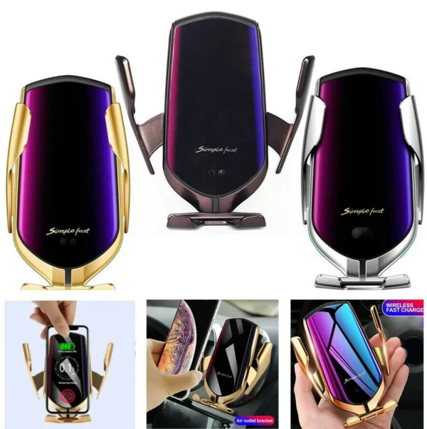 H20b1f515534a4633bd8afd154a383218o.webp R1 Smart Infrared Sensor Car Wireless Charger Air Vent Mount Smart Automatic Clamping Simple Fast car charger wireless