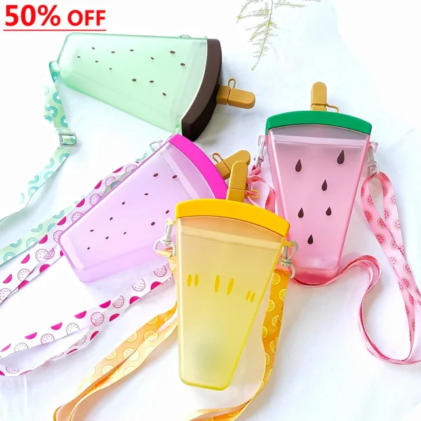 50% OFF Ins cute girl heart straw cup female student casual summer creative popsicle water cup handbag shoulder bag