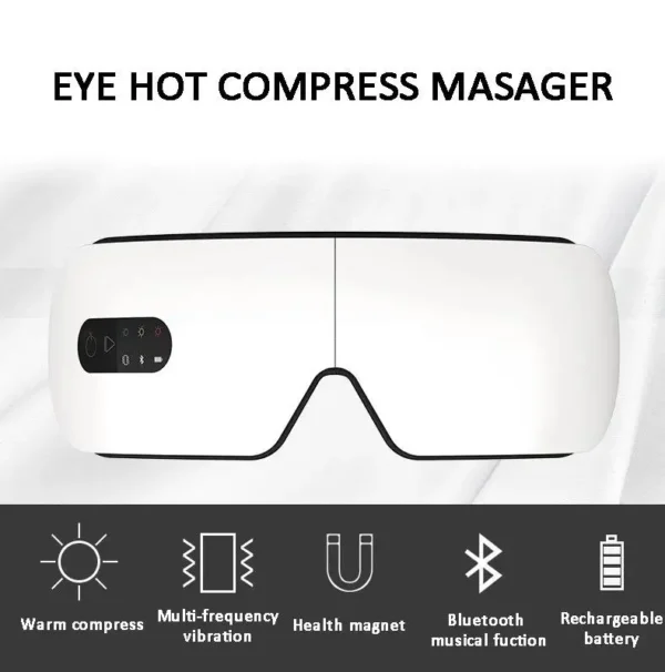 Hot compress and air pressure eye massage equipment foldable wireless portable eye massager with heat