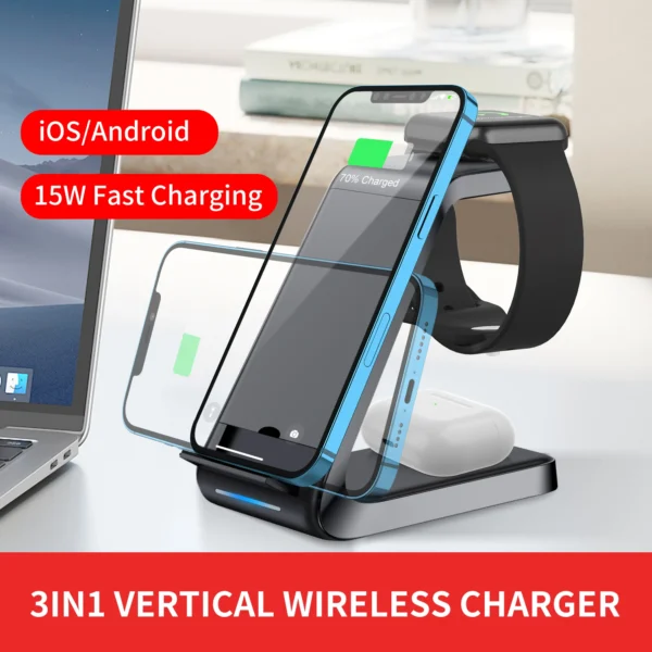 15W wireless charger 3in1 wireless charging stand dock mobile phone universal  wireless charger top sellers 2023