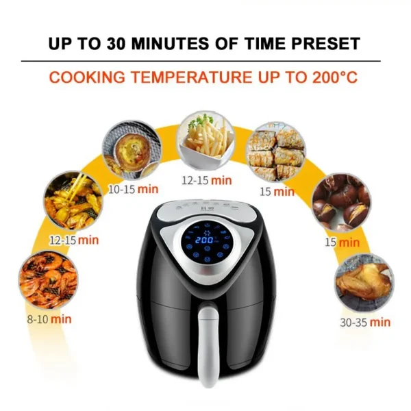 1300W 2.6L Basket Digital Touch Control Multi-functional Electric Power Non Stick Air Fryer