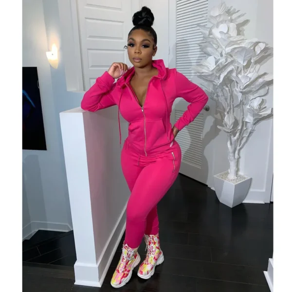 casual long sleeve hoodie sets winter 2 piece sets for women