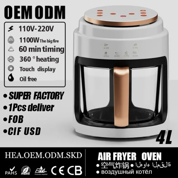 Best Selling Oil-Free Air Fryer Small Household Oven 50hz 1100w Intelligent Digital Multifunction 4L Air Fryer