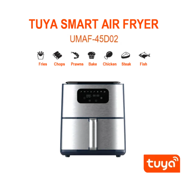 Household Big Capacity Kitchen Appliances NO Oil Air Fryers 4.5L Non-Stick Silicone Coating Basket Air Fryer