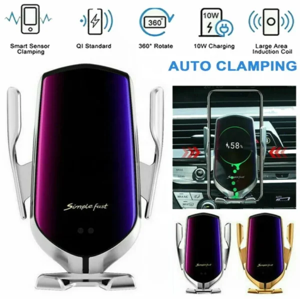 H7be58cdc890f43889b5bc1d5b69aab6fN.webp R1 Smart Infrared Sensor Car Wireless Charger Air Vent Mount Smart Automatic Clamping Simple Fast car charger wireless