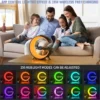 H7dde38848e4c4e16a9ebc371083130f6X.webp Hot Model G-shape Atmosphere LED Night Light BT Speaker Music Lamp Alarm Clock Smart Light With 15W Wireless Charger