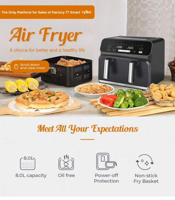 H9fd1fffb98d94e46bb3e216d0a5816deK.webp Air Fryer Machine Square Professional Hot Seller Multi Electric Air Fryer