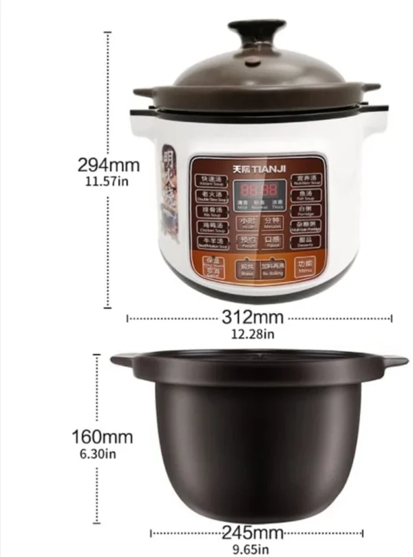 Hb7d4667f2cc641e18aff1d8c7b83b060T.webp Tonze Electric Stew Pot, 4L Full-automatic Soup Maker Ceramic Inner Pot 3~6 people Healthy Porcelain Slow Cooker