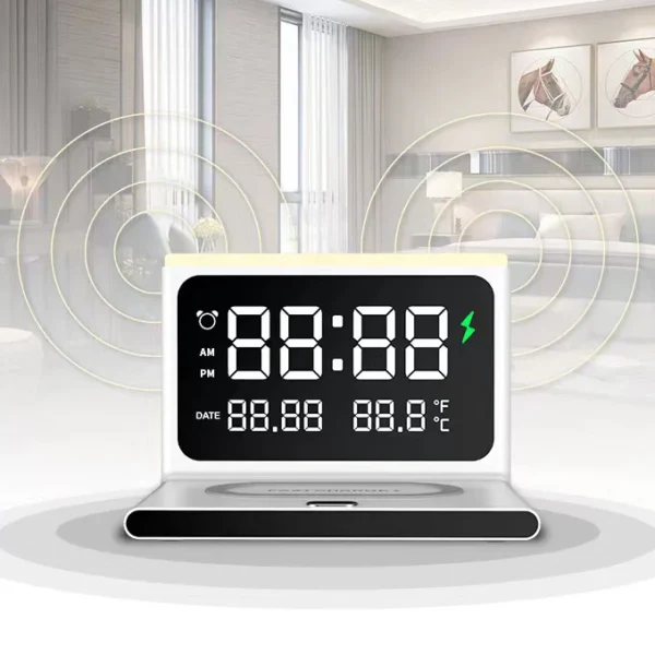 Newest 2 in 1 fast alarm clock Wireless Charger Stand,Cell Phone Holder home 2 in 1 wireless charger with alarm clock