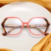 MS 82097 2023 New  Women Square Frame Gear Design TR90+CP Optical Anti-Blue Light Glasses Frame Fashion Colorful Custom Logo