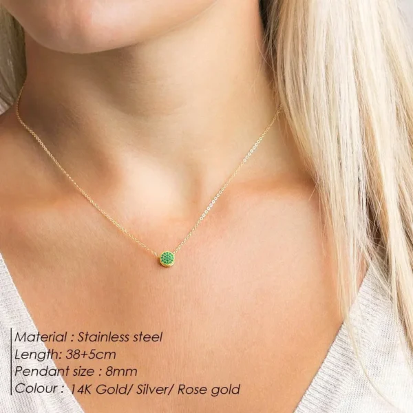 eManco Stainless Steel birthstone Necklace Women Minimalist Dainty Necklace Shine Small Rhinestone birthstone Chain Necklace