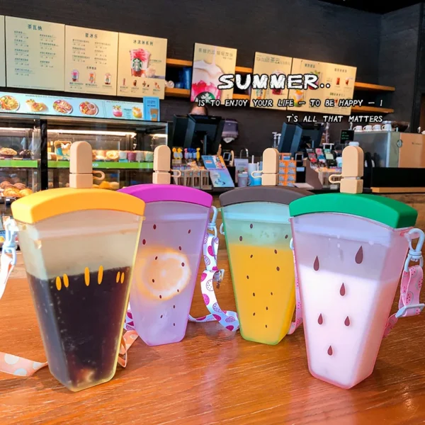 50% OFF Ins cute girl heart straw cup female student casual summer creative popsicle water cup handbag shoulder bag
