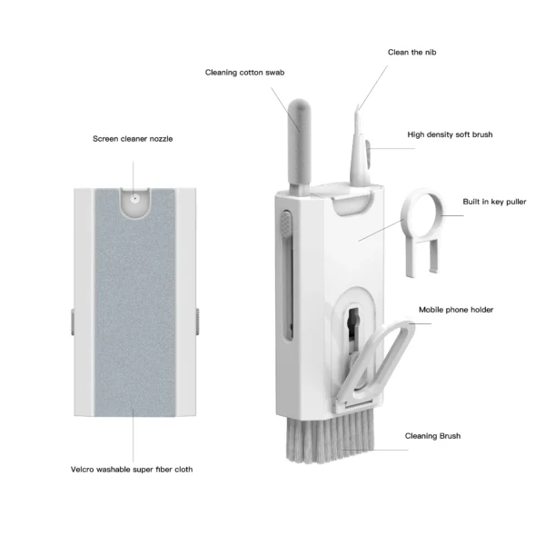2022 New 8 in 1 All in One Multifunction Cleaning Earphone Phone Earbud Cleaner Kit Set Tool Case for Earpods Airpods and iPhone