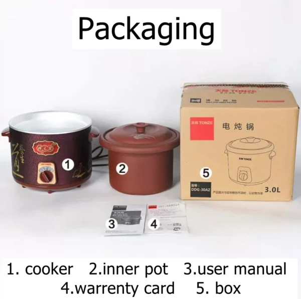 Tonze Slow Cooker Digital Multi-Functional Rice Cooker Programmable Purple Clay Stew Pot Healthy Soup Cooker