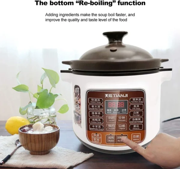 Hef10eb233b7c480eb1224fc07acc4a17b.webp Tonze Electric Stew Pot, 4L Full-automatic Soup Maker Ceramic Inner Pot 3~6 people Healthy Porcelain Slow Cooker