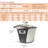Tianji Electric Crock Pot China Health Cooker Stainless Steel OEM Automatic Multi Slow Stew Cooker with Ceramic Liner