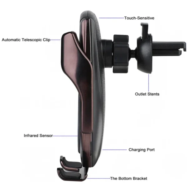 Hf1d8f7361aef40098de24c2b5a565f7d5.webp R1 Smart Infrared Sensor Car Wireless Charger Air Vent Mount Smart Automatic Clamping Simple Fast car charger wireless