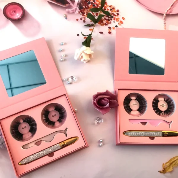 Lashes3d Wholesale Vendor 25mm Free Sample  Eyeliner Packaging Boxes Lashbook Sets Tweezers 6d Fluffy Mink Eyelash