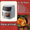The New Multifunctional Deep Oil Free Steam 8l Stainless Steel Liner Custom visual Silver Crest Air Fryers